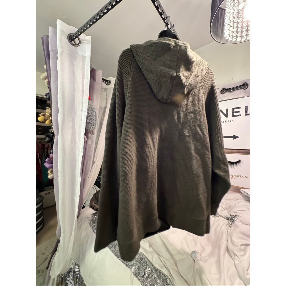 Mk Michael Kors olive green waffle knit sweater hooded plus 2xl - Picture 2 of 5